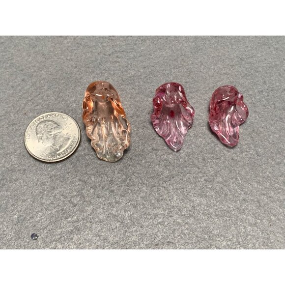 Colorful Lampwork Glass Leaf Beads - Pink Handcrafted for Jewelry Marking - Picture 2 of 8